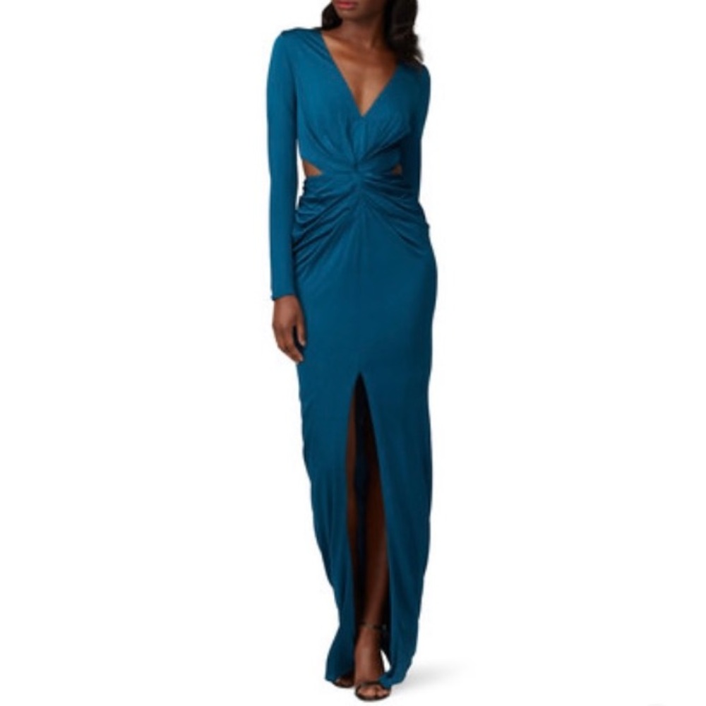 NWT Haney Sara Gown Teal Blue Twist Front Dress